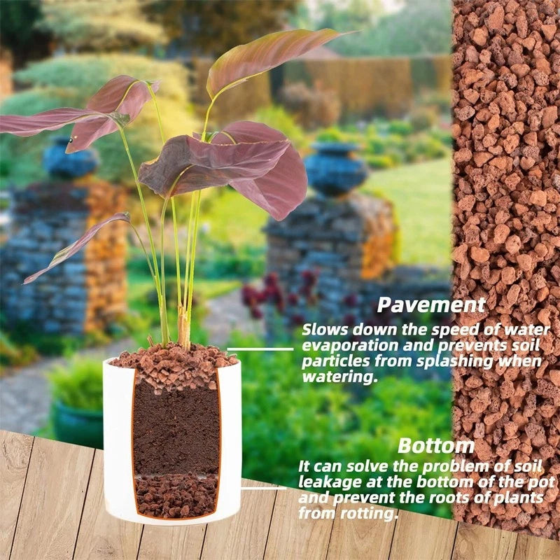 5-lb Bag of Red Volcanic Rock — 1–2 cm Crushed Volcanic Gravel for Potting Mixes
