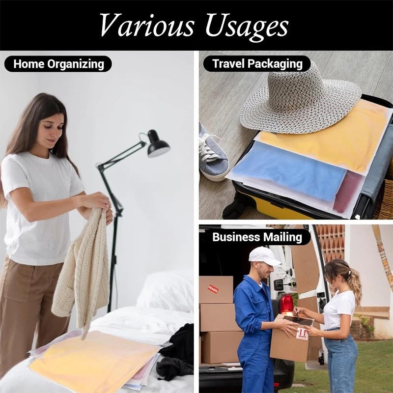 Clothing Shipping Packaging Bags — 20pcs, 12x14 in , Frosted Zipper Plastic Bags